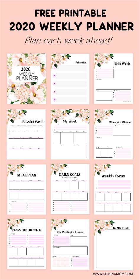 Free Printable Weekly Planner 2020 So Beautiful In Florals
