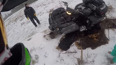 Yamaha Grizzly 700 With Tracks Through The Ice Youtube