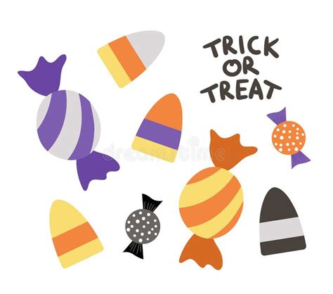 Set Of Vector Sweets For Trick Or Treat Game Traditional Halloween