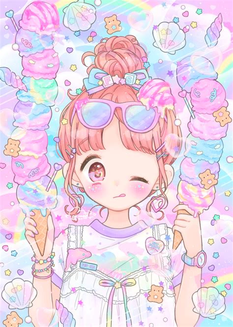Kawaii Cute Rainbow Anime Girl Anime Wallpaper Hd
