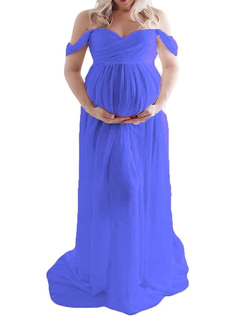 enjiwell pregnant women off shoulder maxi dress maternity photography prop long gown
