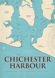 Chichester Harbour Chart Print By Illustrator Stuart James Surrey Art