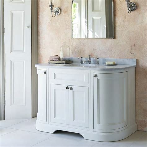 Burlington Freestanding Curved 1340mm Vanity Unit With White Marble Wo