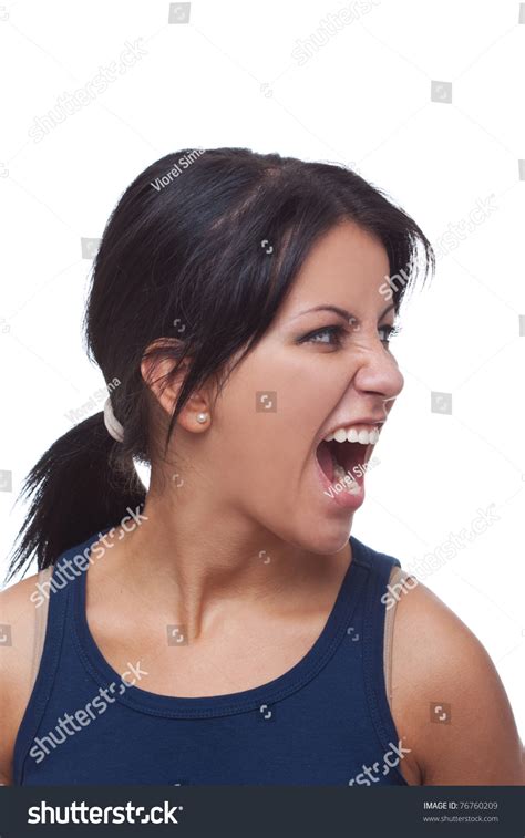 Angry Woman Screaming Side View Isolated Foto Stock 76760209 Shutterstock