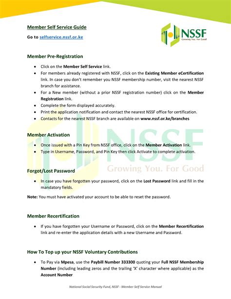 Nssf Member Self Service Guide Type Here National Social Security