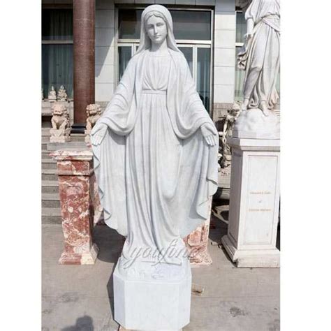 High Polished Hand Carved Mary Marble Statue For Church Youfine