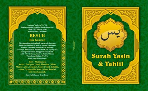 Cover Buku Yasin Hijau Emas Cdr File Coreldraw Free Design Corel