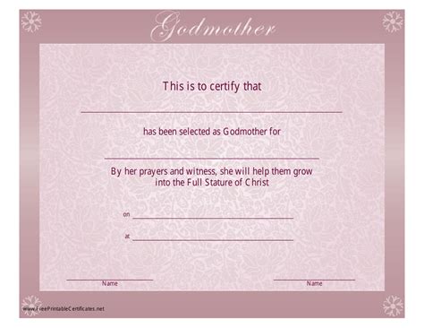 Godmother Certificate Free Printable