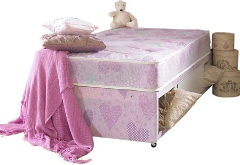 Pink Princess Single Divan Bed Set Base And Mattress With Slider