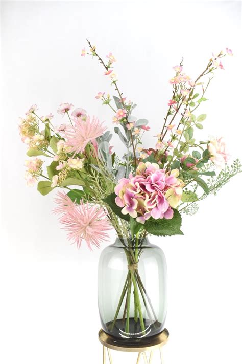 Zijden Boeket In Roze Kleuren Natuurlijk Bloemen