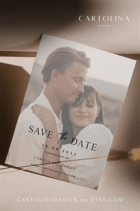 Save The Date With Photo Template Printable Save The Date Etsy Diy Save The Dates Save The