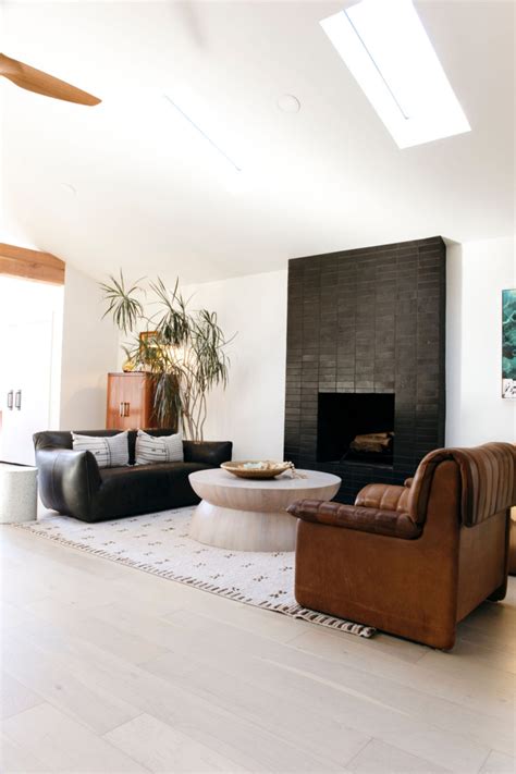Black Brick Fireplace For Mid Century Modern Home Fireclay Tile