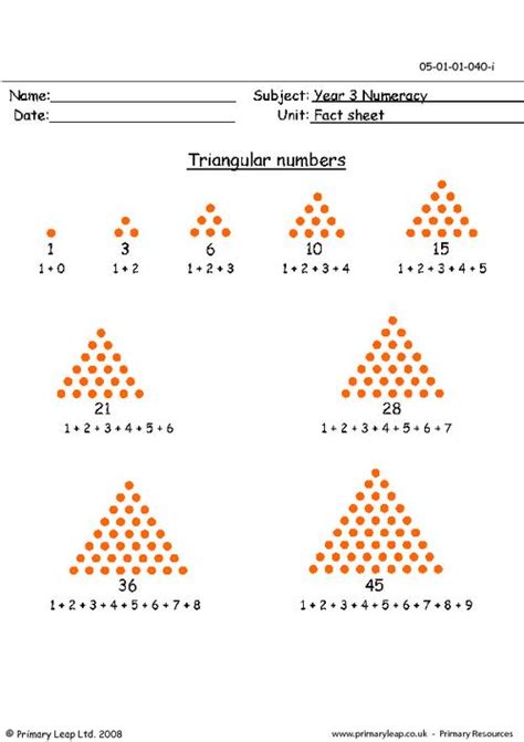Square And Triangular Numbers Worksheets