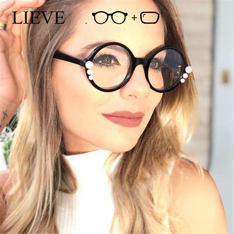 Newest Round Luxury Eyeglasses Frame Women Unique Pearl Design Prescription Glasses Brand Des