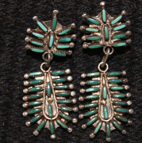 Vintage Zuni Turquoise Earrings Zuni Turquoise Earrings Southwest