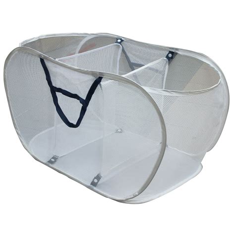 Mainstays White Polyester Mesh Pop Up Triple Sort Laundry Basket 16 X