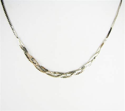 Unique Sterling Silver Woven Necklace Modern Braided 18 Inch Sterling