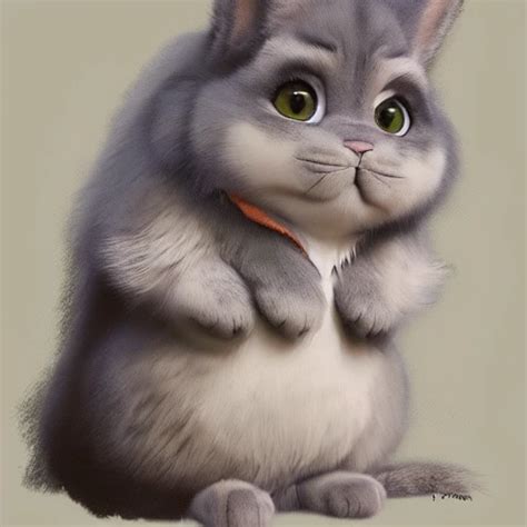 Cute Cat With Feather Disney Pixar Chinchilla Female Character
