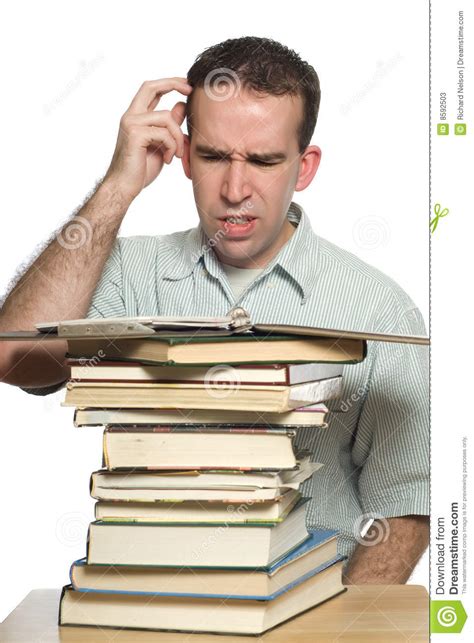 Confused Student Stock Image Image Of Pile Puzzled Male 8592503