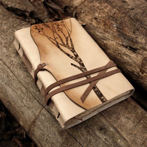 Leather Journal, Notebook, Diary in Brown and Beige with Vintage Style Old Paper, Memories of a 