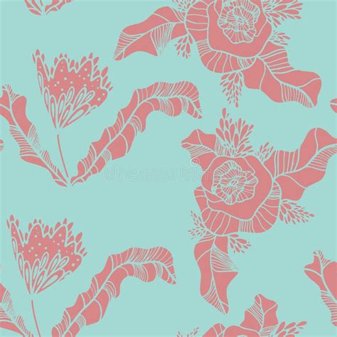 Abstract Flower Shapes Vector Seamless Pattern Design Element Stock