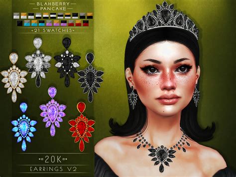 Ts4 Cc Sims 4 Mac Maxis Match Tiara Swatch Earrings Necklace