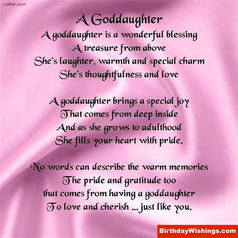 Birthday Poem For Daughter ?A goddaughter is a wonderful blessing, A