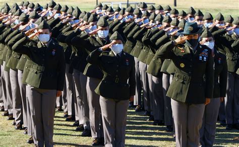 First Basic Training Class Graduates Wearing Army Green