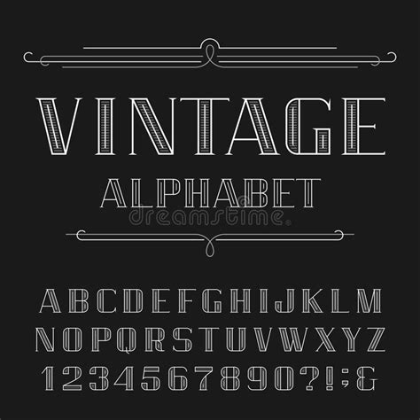 Vintage Alphabet Vector Font With Distressed Overlay Texture Stock