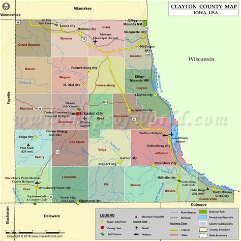 Clayton County Map Iowa