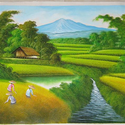 Kami supplier lukisan pemandangan terbesar di indonesia, bisa menerima pembuatan dengan jumlah banyak. 45+ Hits Gambar Pemandangan Sawah Lukisan | Pemandangan