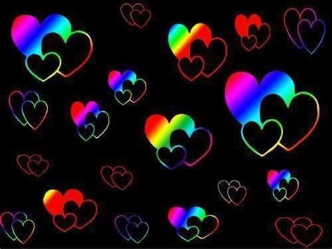 Colorful Rainbow Neon Hearts Background Photo By Glitter Wallpaper