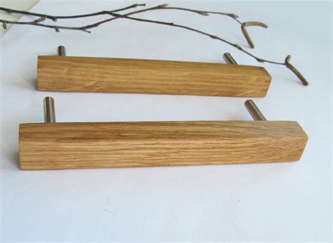 Wooden Drawer Pulls Set Of 2 Oak Wood Drawer Handles Modern