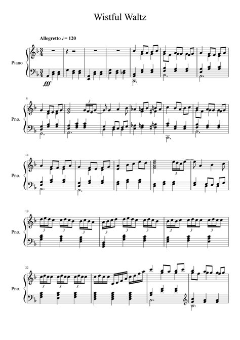 Wistful Waltz Sheet Music For Piano Solo