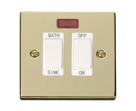 Click Deco 20a Dp Sinkbath Switch White Victorian Pol Brass