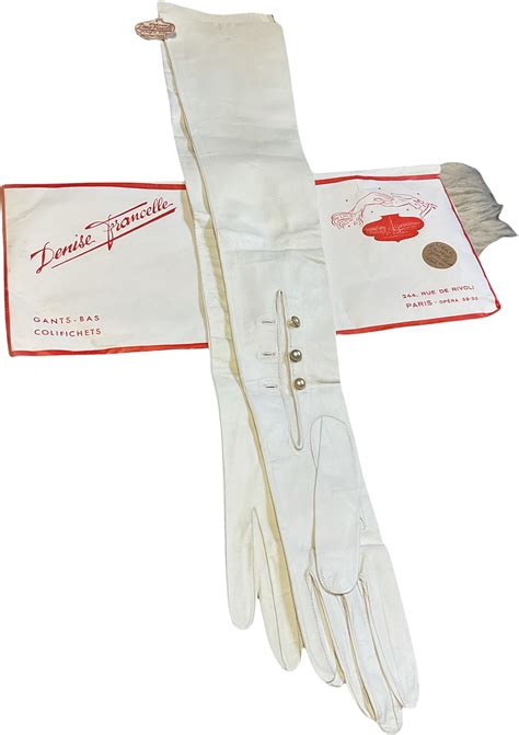 vintage long white leather opera gloves from paris shop thrilling
