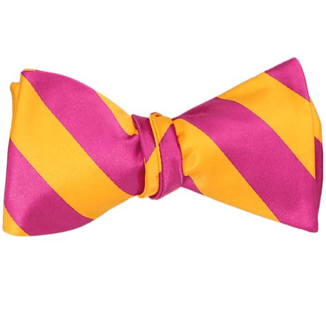 hot pink and golden yellow striped self tie bow ties shop at tiemart tiemart inc