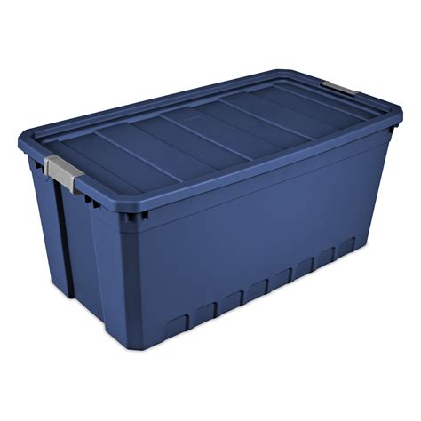 3pk Plastic Storage Containers Large Blue 50 Gallon Stacking Bin Box