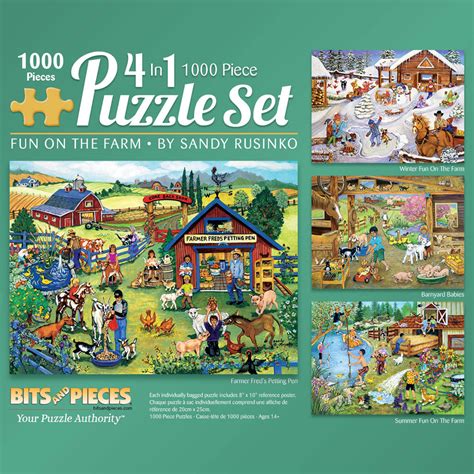 Fun On The Farm 4 In 1 Multipack 1000 Piece Puzzle Set At Bits And Pieces
