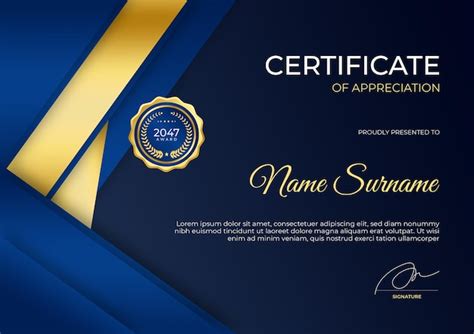 Premium Vector Certificate Of Appreciation Template Gold And Blue