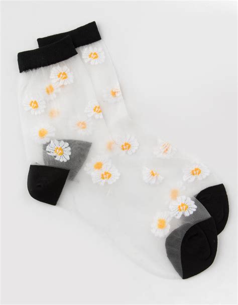 Sheer Daisy Womens Black Ankle Socks BLACK Tillys