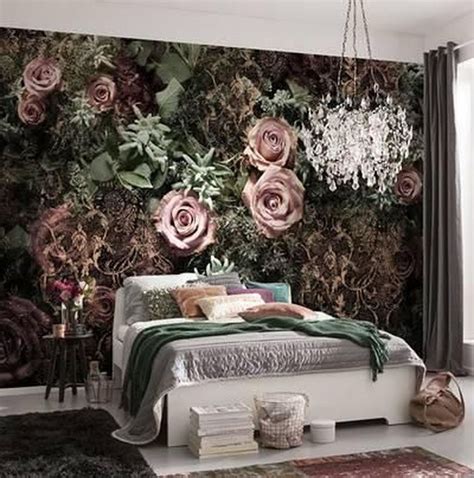 46 Romantic Bedroom Decor Ideas With Floral Theme Wall Mural Poster