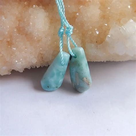 Natural Stone Larimar Earrings Bead 1786mm25g Natural Stone Blue