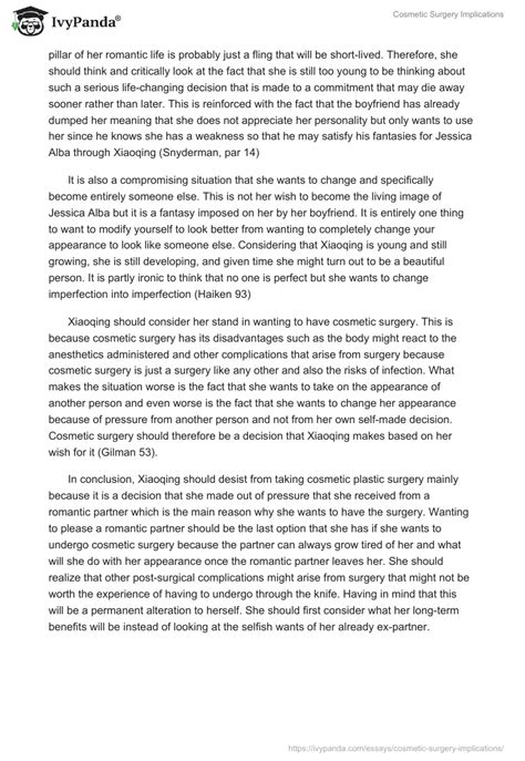 Cosmetic Surgery Implications 1405 Words Essay Example