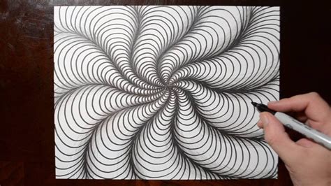 How To Draw Curved Line Illusions Spiral Sketch Pattern 10 Youtube