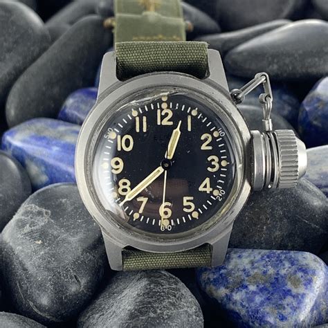 013 Elgin Canteen Us Navy Divers Watch With Issued Depth Gauge