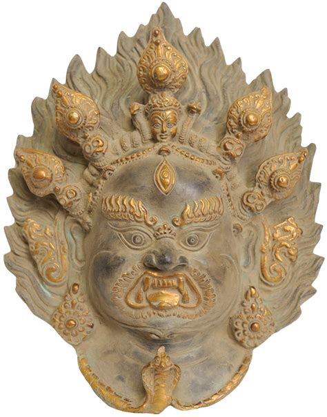 Tibetan Buddhist Mahakala Wall Hanging Mask In Brass Handmade