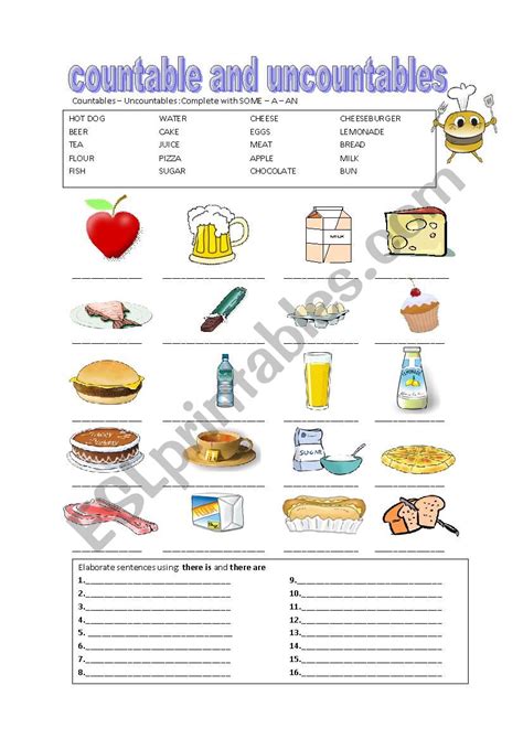 Countables And Uncountables Esl Worksheet By Superjorgito