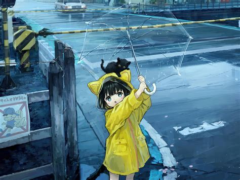 1024x768 Anime Little Girl Rain Umbrella 1024x768 Resolution Hd 4k