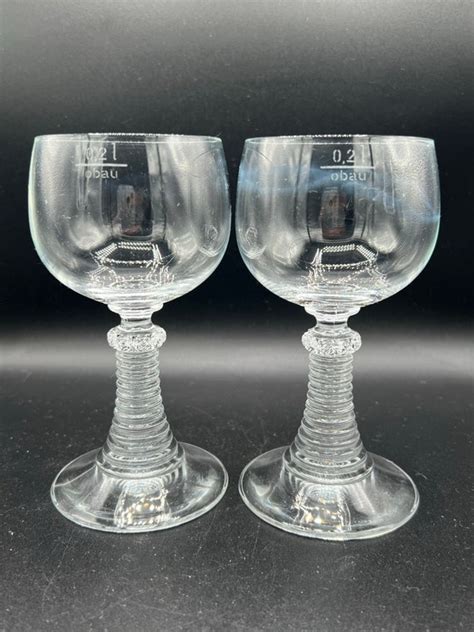 vintage german roemer clear wine glasses beehive stems etsy